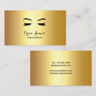 Golden Lashes & Brows Beauty Salon Business Card Visitenkarte
