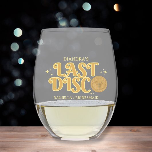 Golden Last Disco Personalisiertes Bacheloretto Weinglas Ohne Stiel