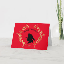 Golden Laurel Wreath Fireman Weihnachtskarte Karte