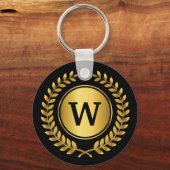 Golden Laurel Wreath Mit Monogramm Schlüsselanhänger (Vorderseite)