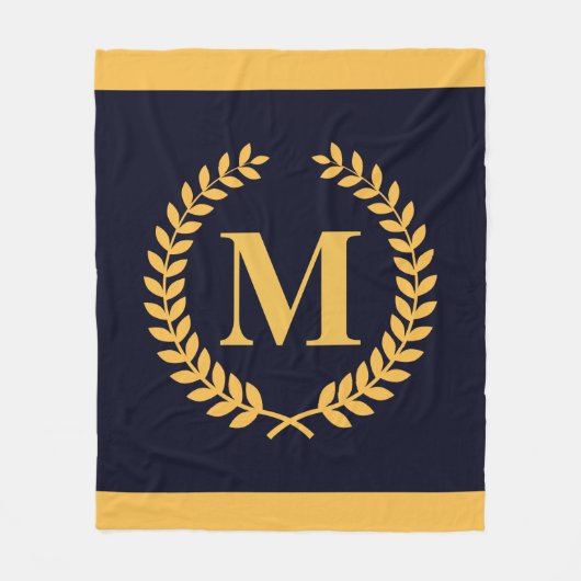 Golden Laurel Wreath Monogram Fleecedecke (Vorderseite)