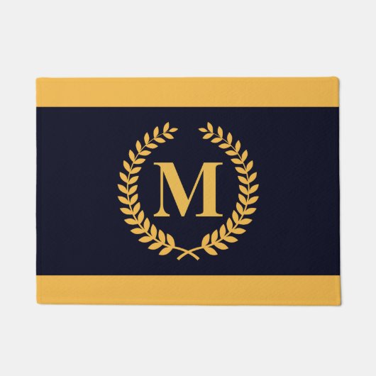 Golden Laurel Wreath Monogram Fußmatte (Vorderseite)