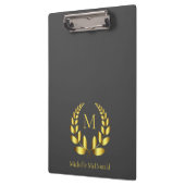Golden Laurel Wreath Monogram Klemmbrett (Links)