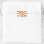 Golden Laurel Wreath Monogram Runder Aufkleber (Tasche)