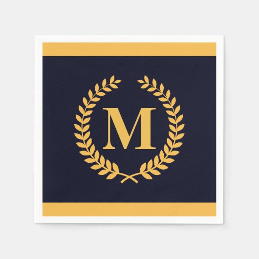 Golden Laurel Wreath Monogram Serviette (Vorderseite)