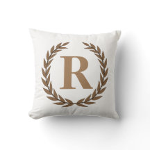 Golden Laurel Wreath Personalisiert Initial White