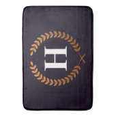 Golden Laurel Wreaths Monogram Badematte (Vorderseite Vertikal)