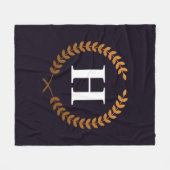 Golden Laurel Wreaths Monogram Fleecedecke (Vorderseite (Horizontal))