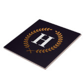 Golden Laurel Wreaths Monogram Fliese (Seite)