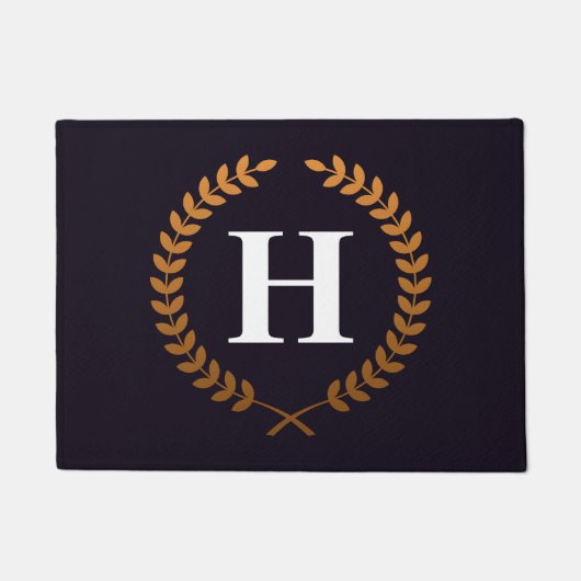 Golden Laurel Wreaths Monogram Fußmatte (Vorderseite)