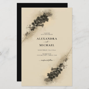 Golden Lavender Blume Hochzeit Einladung