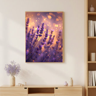 Golden Lavender Field Wall Art Print Poster