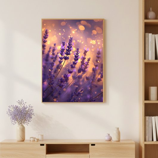 Golden Lavender Field Wall Art Print Poster