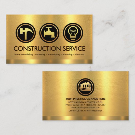 Golden Layer Gold Construction Tools Visitenkarte (Vorne/Hinten)