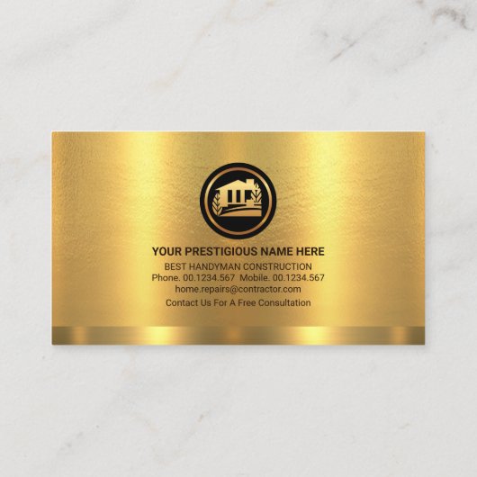 Golden Layer Gold Construction Tools Visitenkarte (Rückseite)