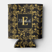Golden leaf and black luxury | Monogram custom Dosenkühler (Vorderseite)
