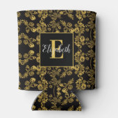 Golden leaf and black luxury | Monogram custom Dosenkühler (Rückseite)