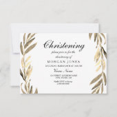 Golden Leaf Boy oder Girl Christening Einladung (Vorderseite)