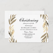 Golden Leaf Boy oder Girl Christening Einladung (Vorne/Hinten)