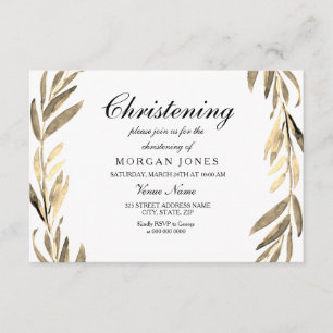 Golden Leaf Boy oder Girl Christening Einladung