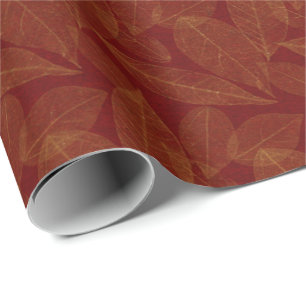 Golden Leaf Crimson Maroon Burgundy Botanical Geschenkpapier