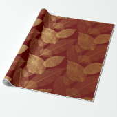 Golden Leaf Crimson Maroon Burgundy Luxury Geschenkpapier (Ungerollt)