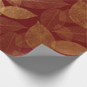 Golden Leaf Crimson Maroon Burgundy Luxury Geschenkpapier (Ecke)