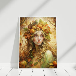 Golden Leaf Fairy - The Ethereal Poster