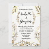 Golden Leaf Garden Wreath Einladung (Vorderseite)