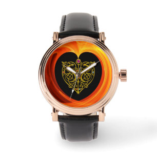 GOLDEN LEAF IN ORANGE FRAKTAL WIRBEL ARMBANDUHR