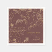 Golden Leaf Muster Wedding Gold/Burgund ID655 Serviette (Vorderseite)