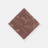 Golden Leaf Muster Wedding Gold/Burgund ID655 Serviette (Ecke)