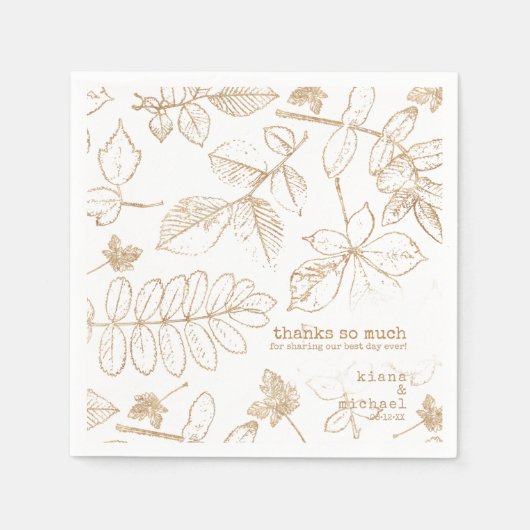 Golden Leaf Muster Wedding ID655 Serviette (Vorderseite)