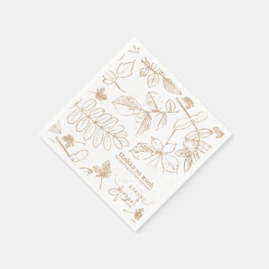 Golden Leaf Muster Wedding ID655 Serviette (Ecke)