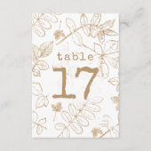 Golden Leaf Muster Wedding Tischnummern ID655 (Vorderseite)