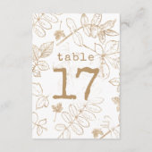 Golden Leaf Muster Wedding Tischnummern ID655 (Rückseite)