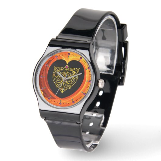 GOLDEN LEAF, schwarz-orange gelb Armbanduhr (Winkel)