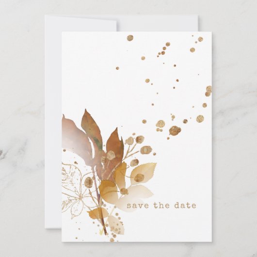 Golden Leaf Wedding ID655 Save The Date (Rückseite)