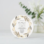 Golden Leaf Wreath Einladung (Stehend Vorderseite)