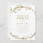 Golden Leaf Wreath Engagement Party Einladung (Vorderseite)