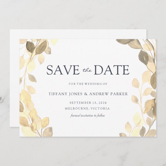 Golden Leaf Wreath Paradies für Kletterhexen: Save The Date (Vorne/Hinten)