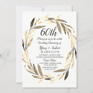 Golden Leaf Wreath zum 60. Hochzeitstag Einladung