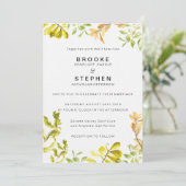 Golden Leafy Bower Wedding Einladung (Stehend Vorderseite)