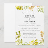Golden Leafy Bower Wedding Einladung (Vorne/Hinten)