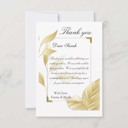 Golden Leaves Flat Thank You Card Dankeskarte (Vorderseite)