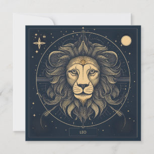 Golden Leo Zodiac Astrologie Design Feiertagskarte