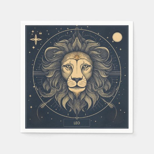 Golden Leo Zodiac Astrologie Design Serviette (Vorderseite)