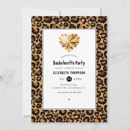 Golden Leopard Pattern Junggeselinnen-Abschied Einladung (Vorderseite)