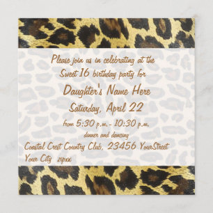 Golden Leopard Print 16. Geburtstag Einladung
