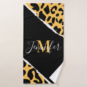 Golden Leopard Print Badehandtuch